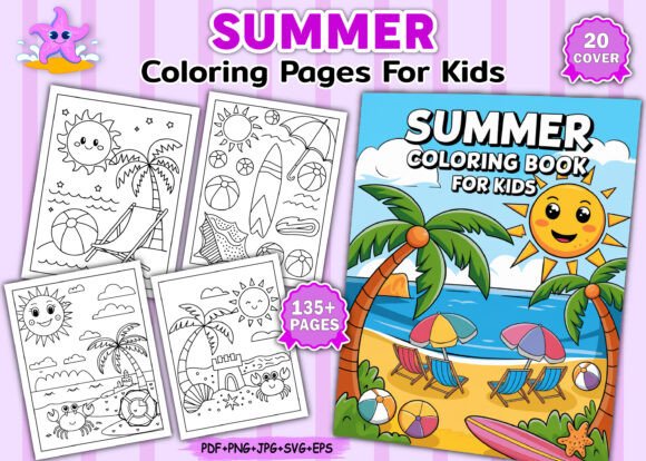 135 Summer Coloring Pages for Kids Graphics Review