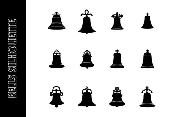 Black and White Bell Silhouettes Graphics for Crafts