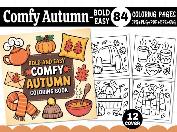 Bold and Easy Comfy Autumn Coloring Book – A Design Asset for Modern Branding