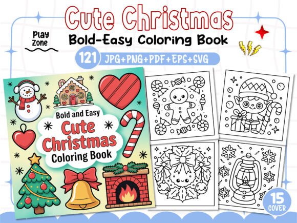 Bold and Easy Cute Christmas Coloring Pages: A Graphic Designer’s Take