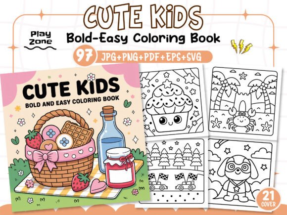 Bold and Easy Cute Kids Coloring Pages Graphics Review