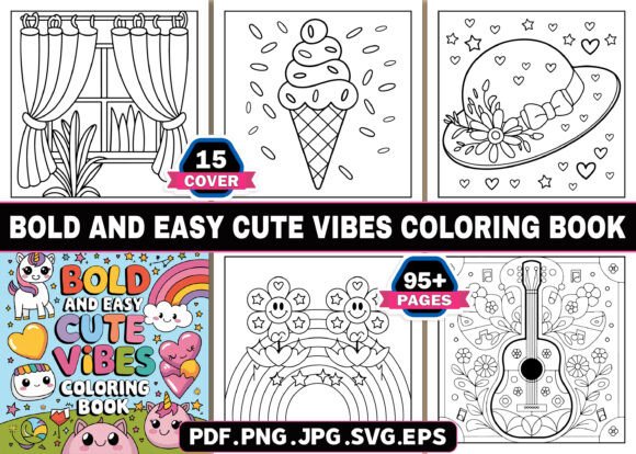 Bold and Easy Cute Vibes Coloring Book Graphics and Coloring Pages Review