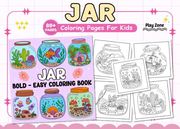 Bold and Easy Jar Coloring Book for Kids Graphics