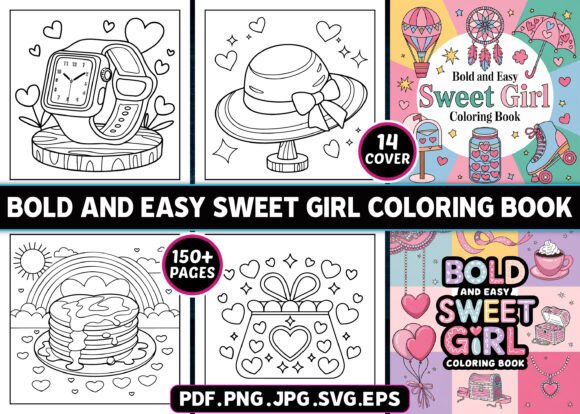 Bold and Easy Sweet Girl Coloring Pages for Website Graphics