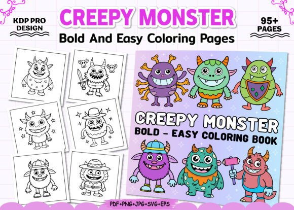 Bold Easy Creepy Monster Coloring Page Graphics and Coloring Pages