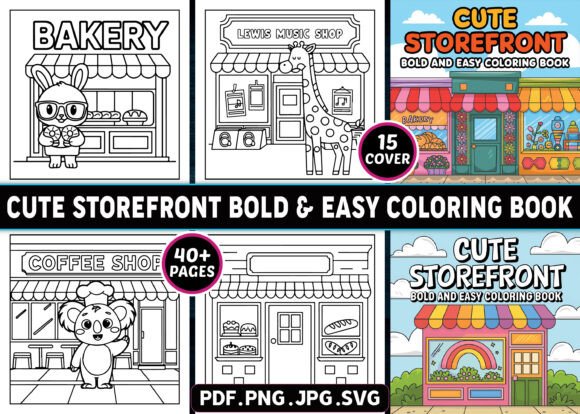 Bold Easy Cute Storefront Coloring Pages for Adults – A Designer’s Review