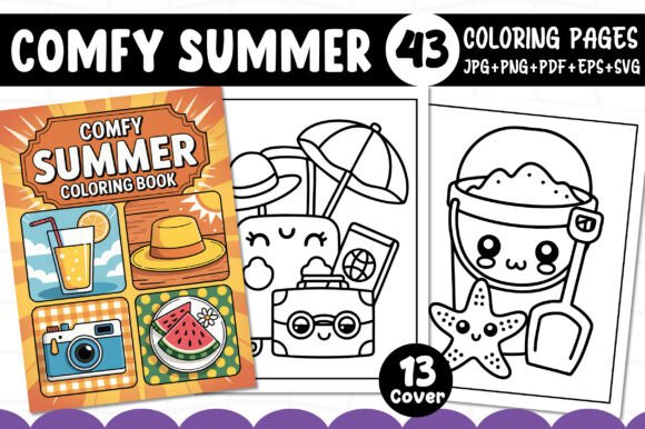 Comfy Summer Coloring Pages for Kids Graphics Review