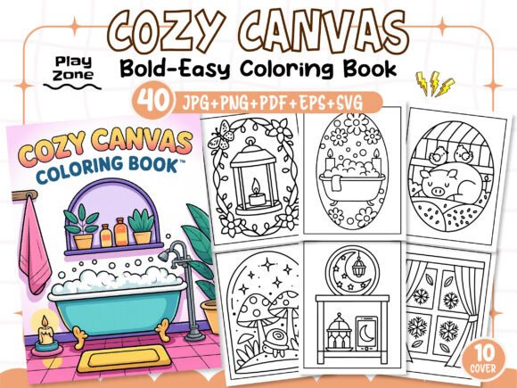 Cozy Canvas Coloring Pages for Adults