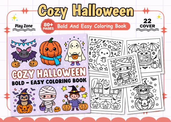 Cozy Halloween Bold Easy Coloring Book Graphics and Coloring Pages Review