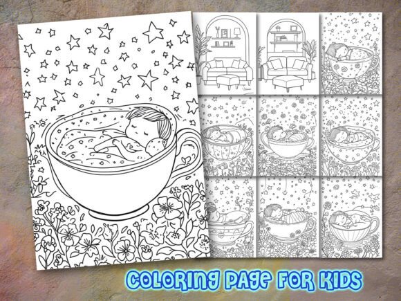 Cozy Spaces Coloring Page for KDP: A Versatile Graphic Design Asset