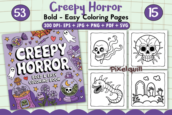 Creepy Horror Bold Easy Coloring Page as a Branding Asset for Local Businesses