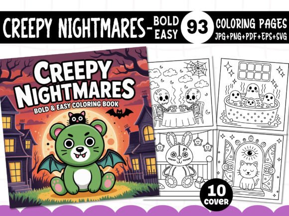 Creepy Nightmares Bold and Easy Coloring Graphics for Professional Projects