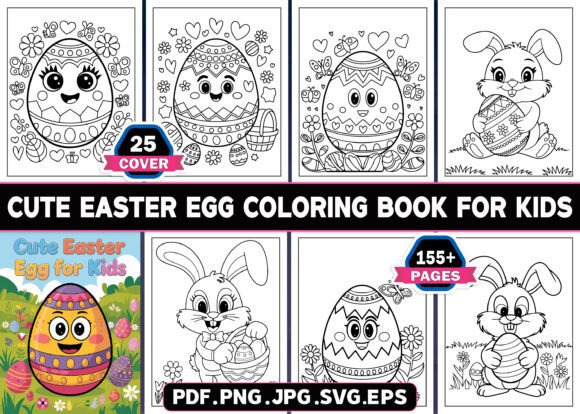 Cute Easter Egg Coloring Book for Kids Graphics and Coloring Pages