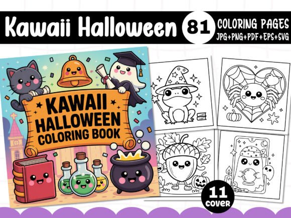 Cute Kawaii Halloween Coloring Pages Review for Embroidery Projects
