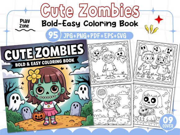Cute Zombies Bold Easy Coloring Pages – A Versatile Design Asset for Creative Projects