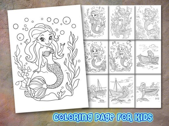 Mermaid Coloring Page for KDP: A Graphic Design Asset with Branding Potential