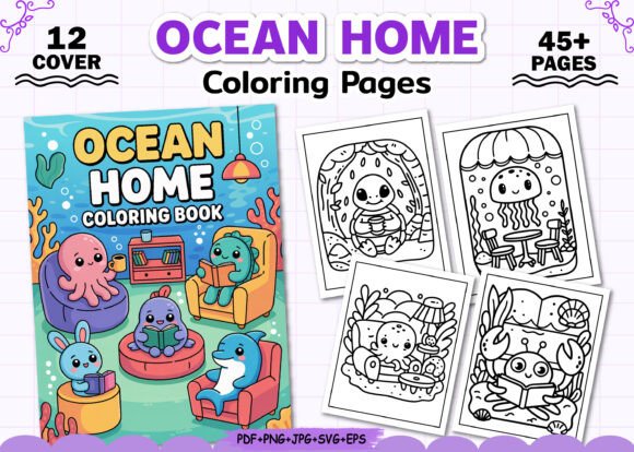 Ocean Home Coloring Pages for Kids Graphics Review