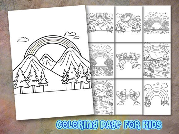 Rainbow Coloring Page for KDP: A Versatile Graphic Design Asset