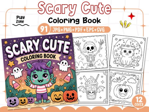 Scary Cute Coloring Pages Graphics for Local Business Branding