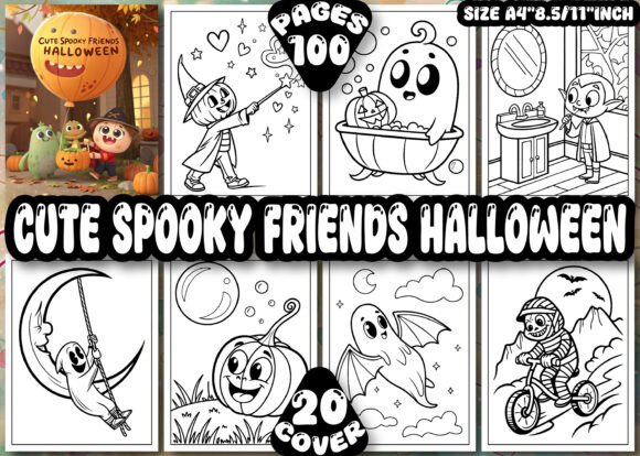 Spooky Friends Halloween Graphics for Real Coloring Page Crafts