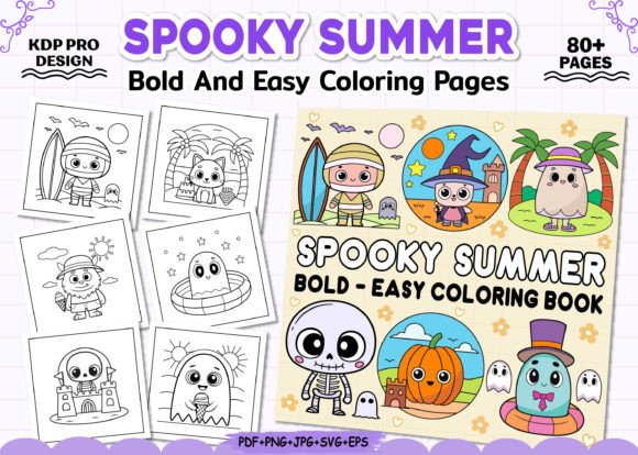 Spooky Summer Bold Easy Coloring Book Graphics and Coloring Pages Review