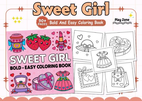 Sweet Girl Bold and Easy Coloring Book Graphics Review