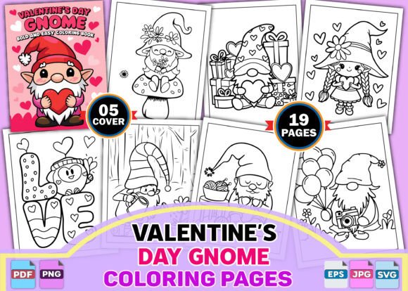 Valentine s Day Gnome Coloring Pages Graphics